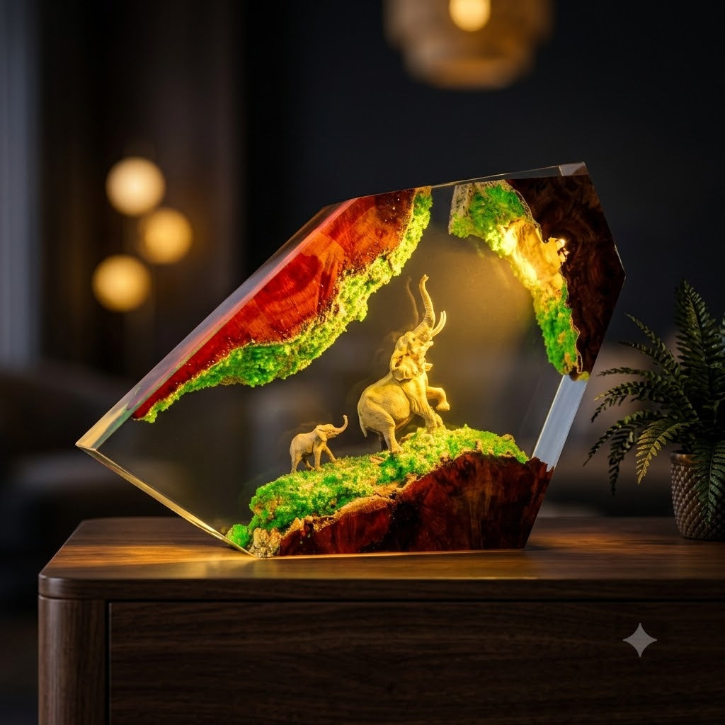 Lampe Éléphants Mère et Petit