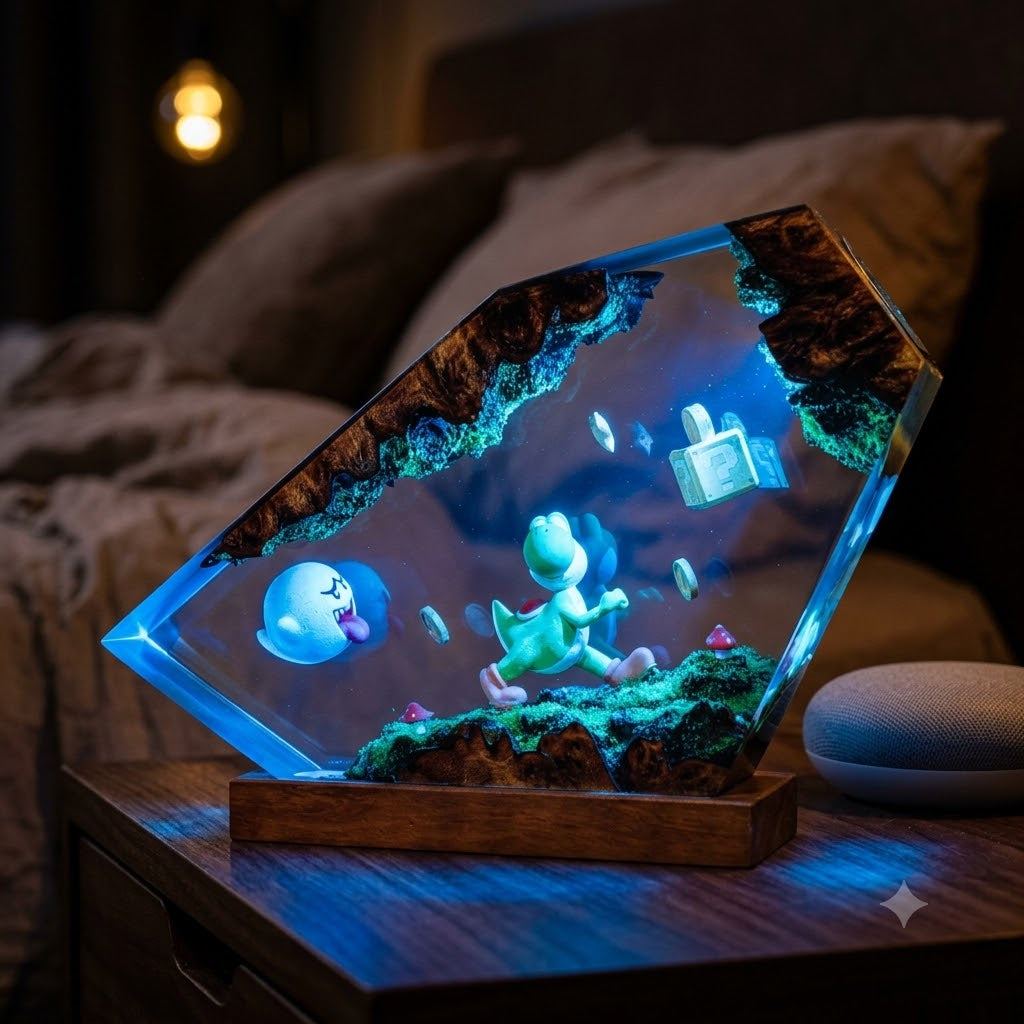 Lampe Dinosaure Vert et Pièces Dorées