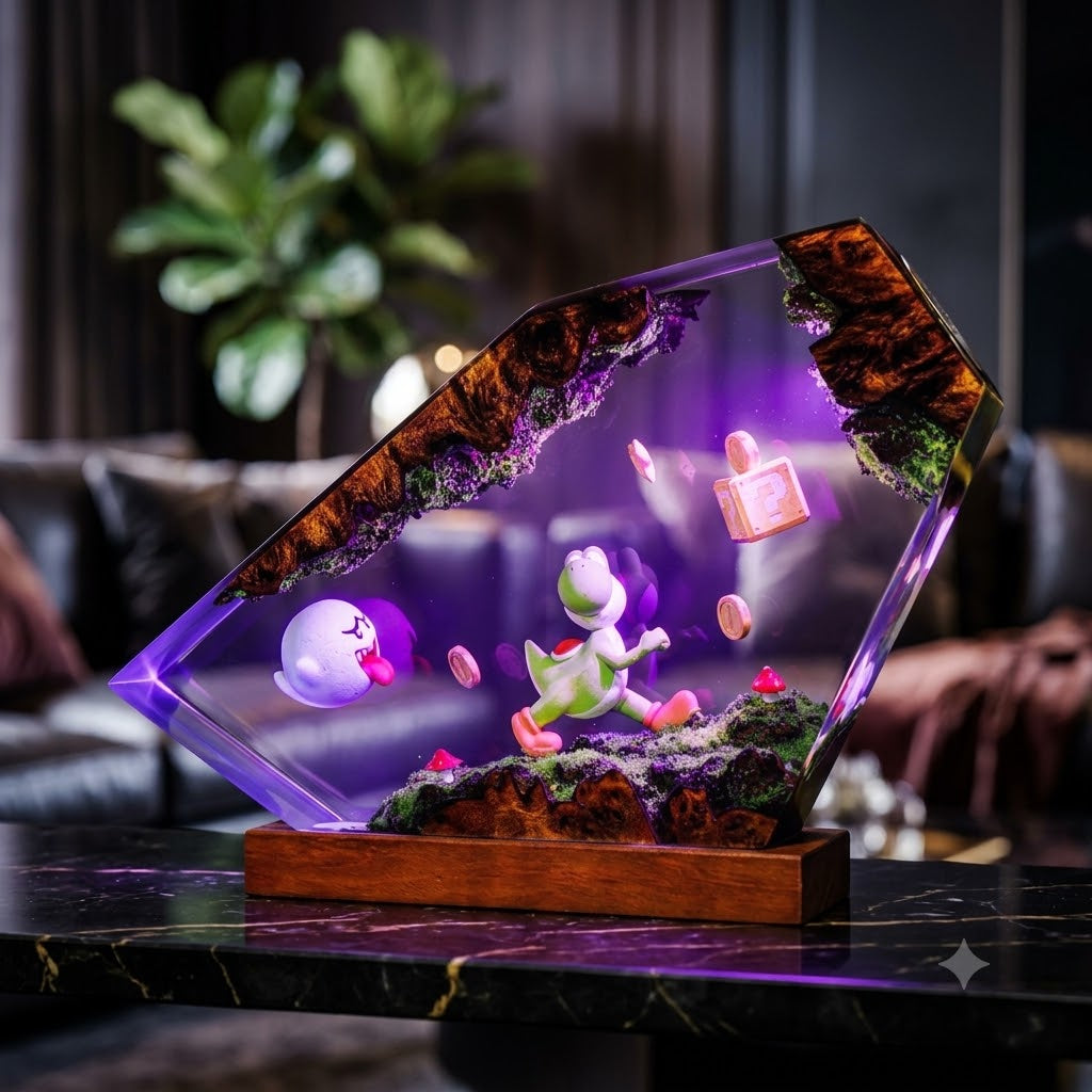 Lampe Dinosaure Vert et Pièces Dorées
