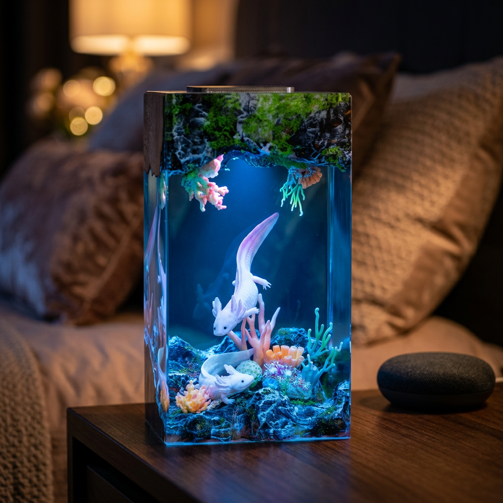 Lampe Axolotl Blanc et Rose Image principale du produit