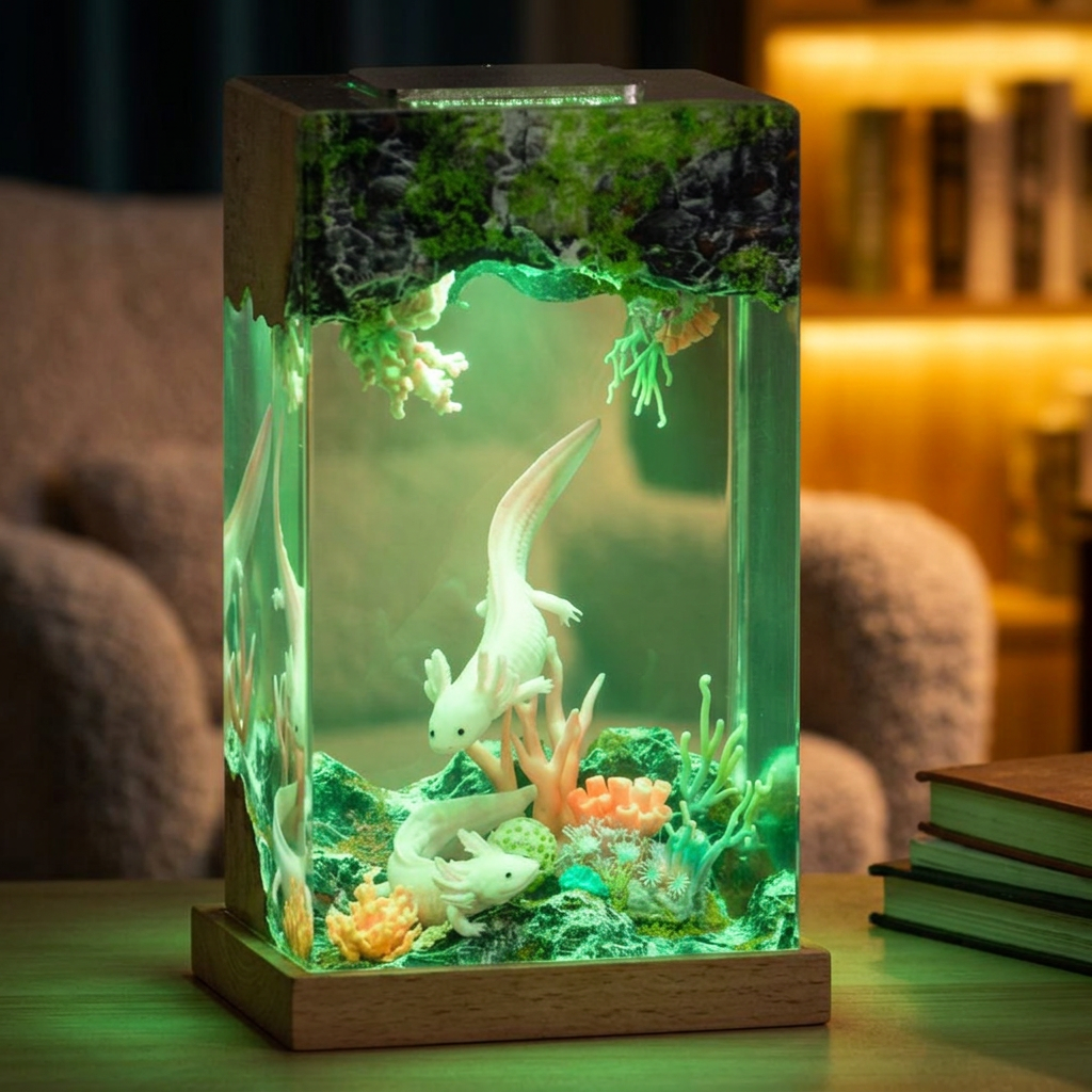 Lampe Axolotl Blanc et Rose Image secondaire du produit
