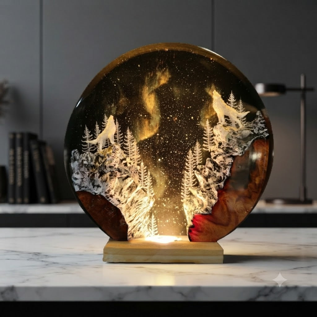 Lampe Loups sous l'Aurore Boréale