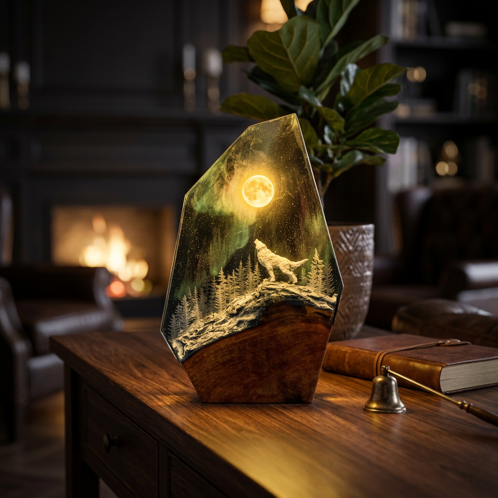 Lampe Loup Hurlant à la Lune