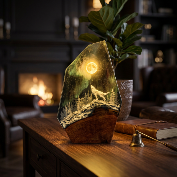 Lampe Loup Hurlant à la Lune