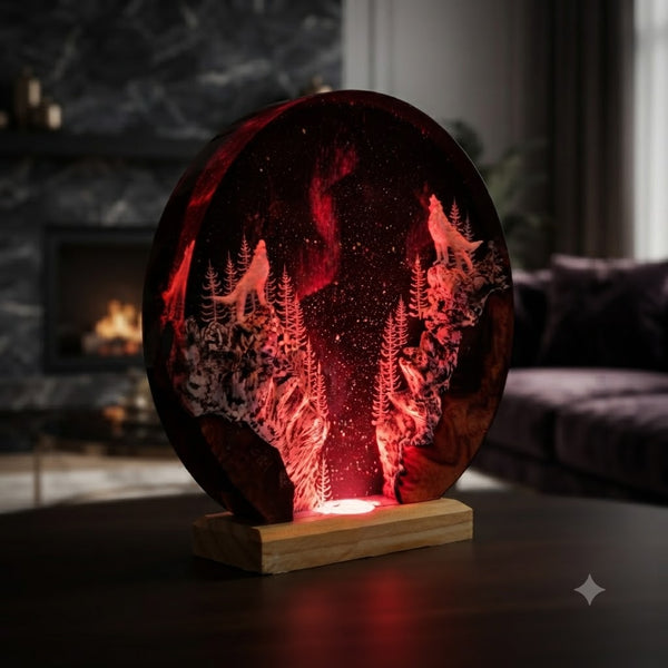Lampe Loups sous l'Aurore Boréale