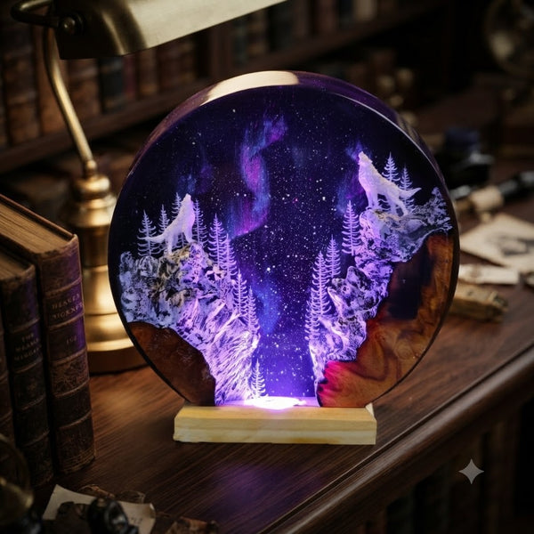 Lampe Loups sous l'Aurore Boréale