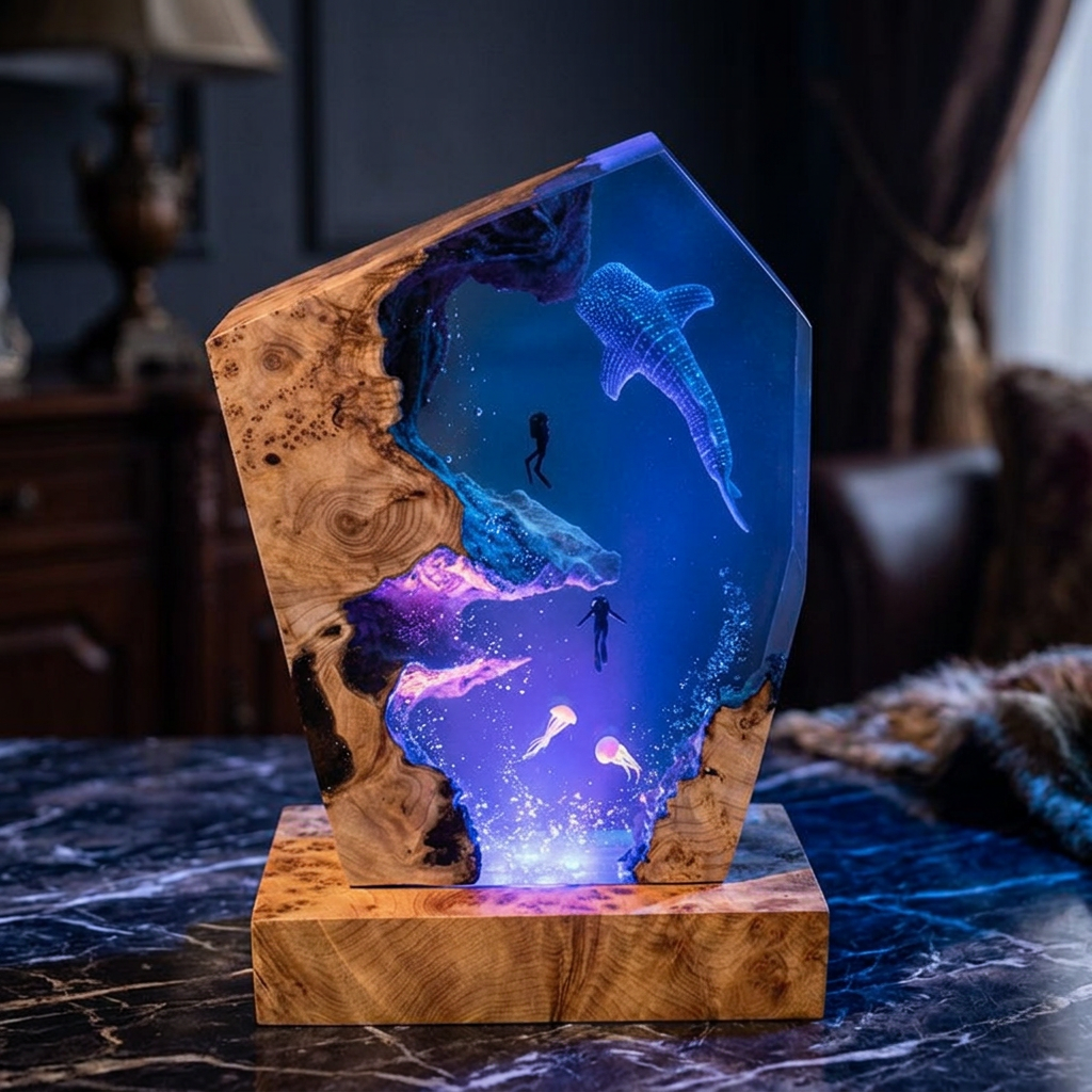 Lampe Requin-Baleine et Plongeurs