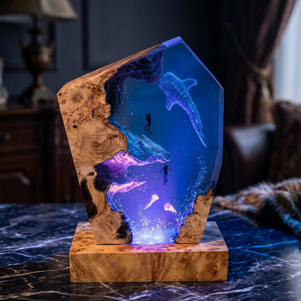 Lampe Requin-Baleine et Plongeurs