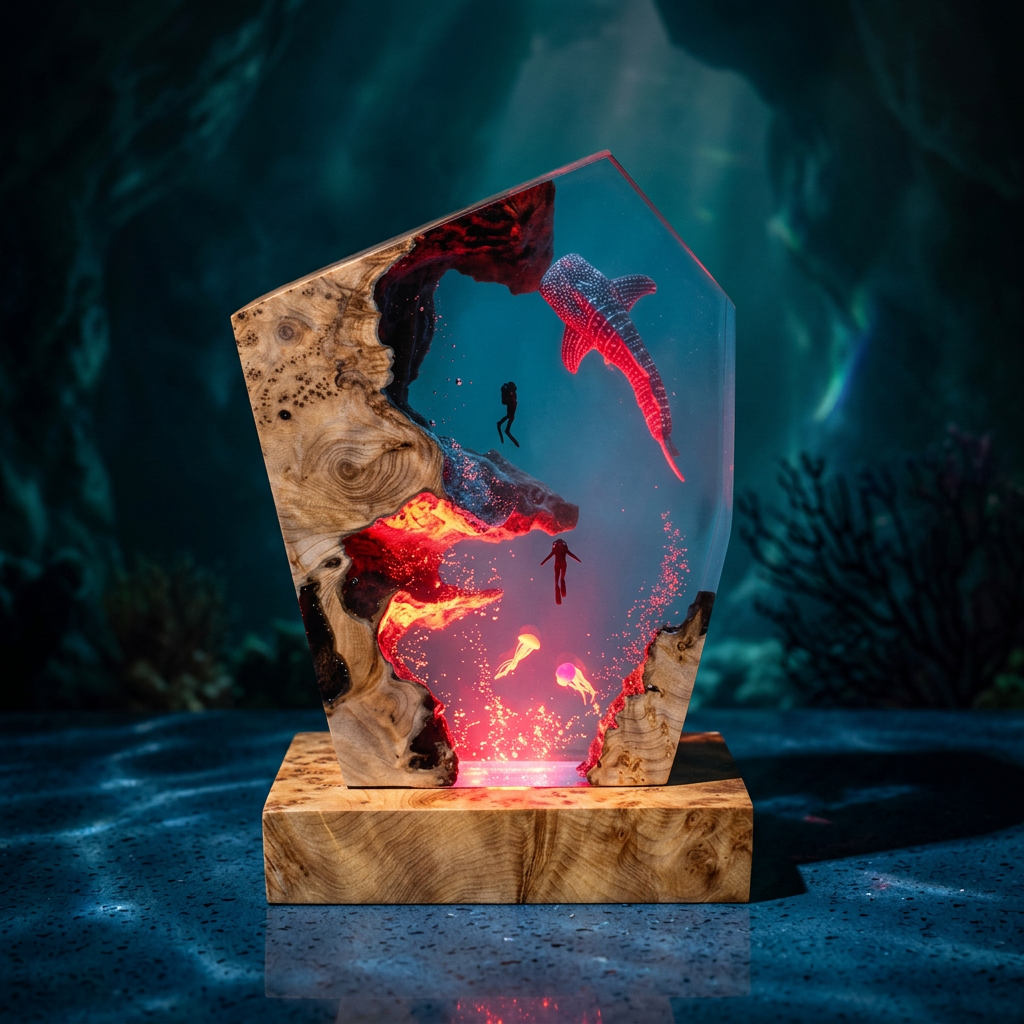 Lampe Requin-Baleine et Plongeurs