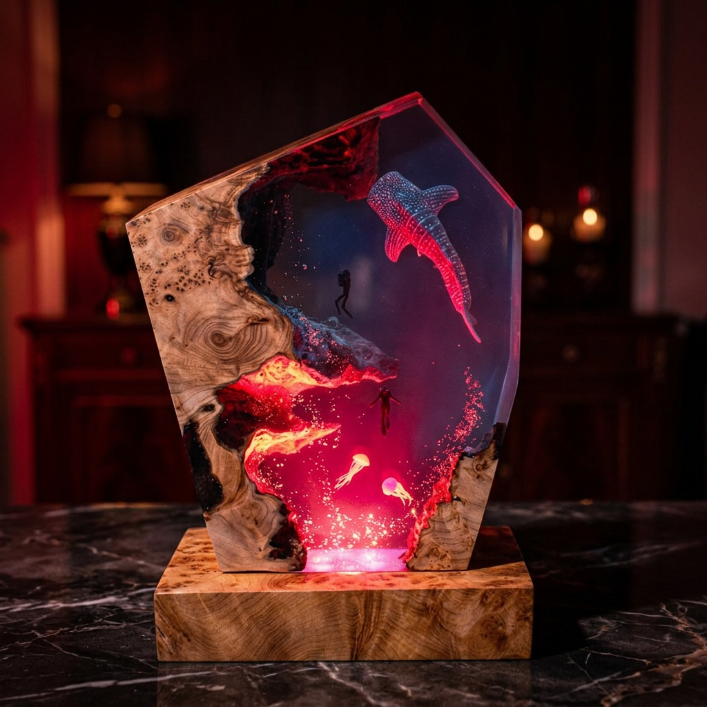 Lampe Requin-Baleine et Plongeurs