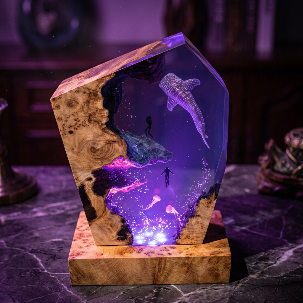 Lampe Requin-Baleine et Plongeurs
